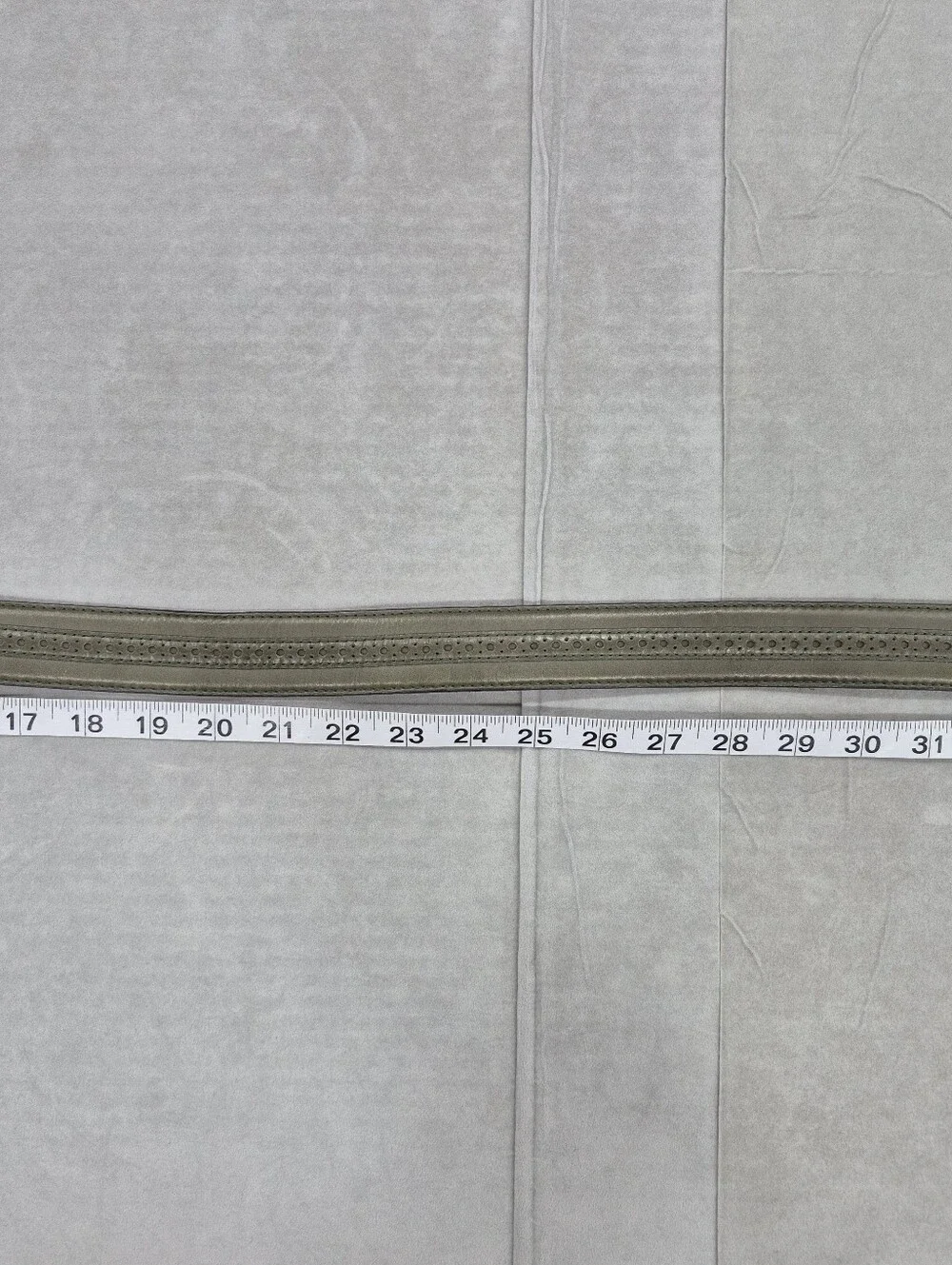 Cole Haan belt men's 36 sage green soft leather brushed silver buckle